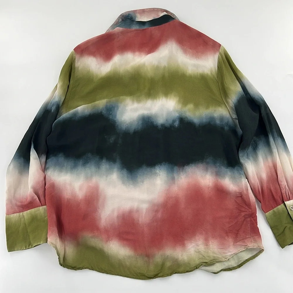 Zara womens Multicolor Tie-Dye dopamine viscose Shirt XL - Picture 8 of 8